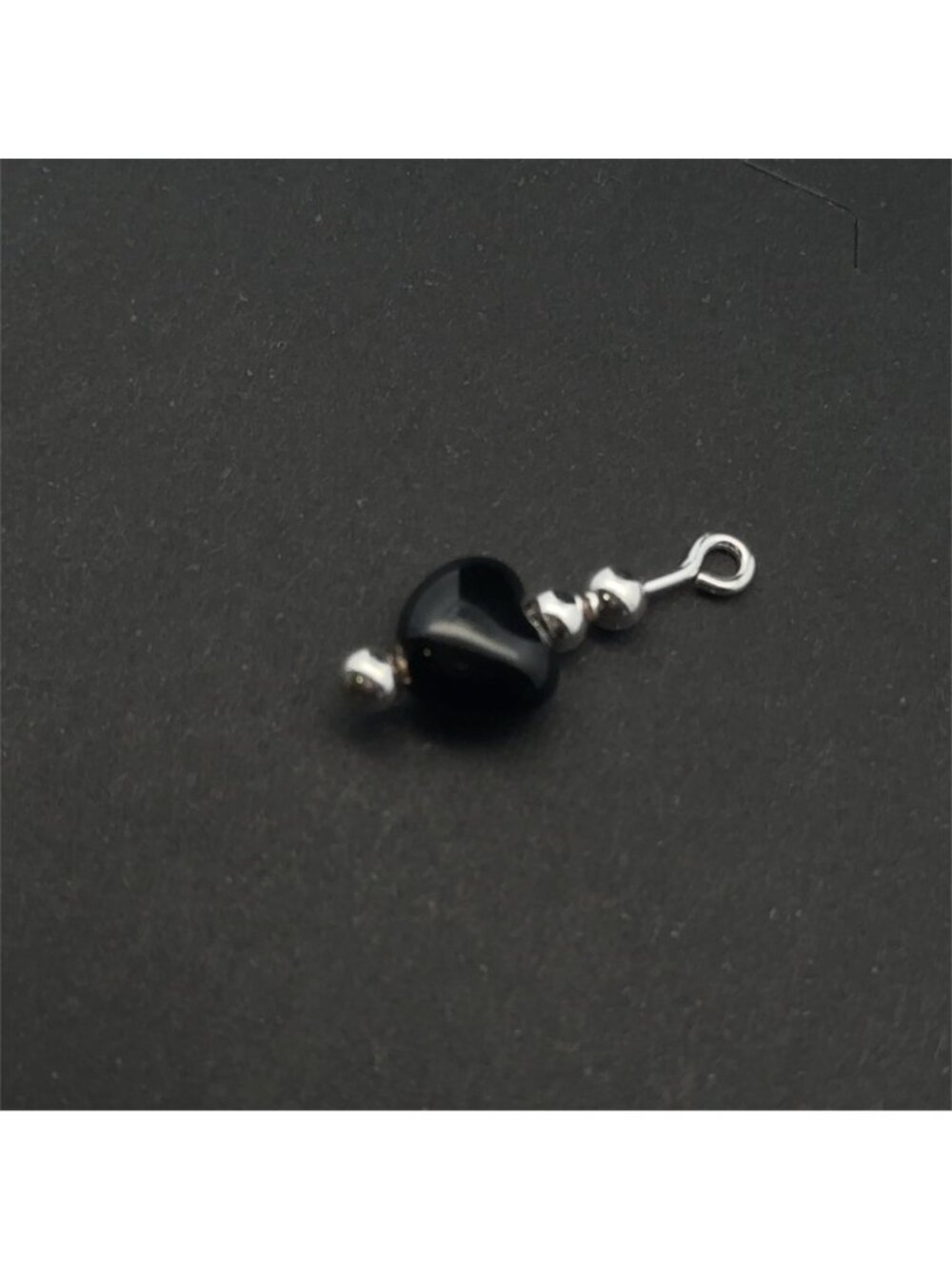 925 Sterling Silver Interchangeable Modular Add On Pendant Enamel Heart Black Be - Picture 2 of 4